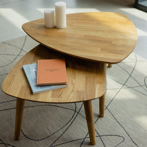 Escandi 2 stackable solid oak coffee tables | NordicStory