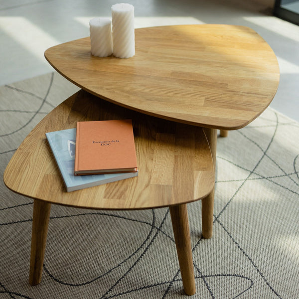 Escandi 2 stackable solid oak coffee tables | NordicStory
