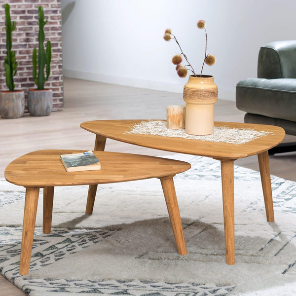 Escandi 2 stackable solid oak coffee tables | NordicStory