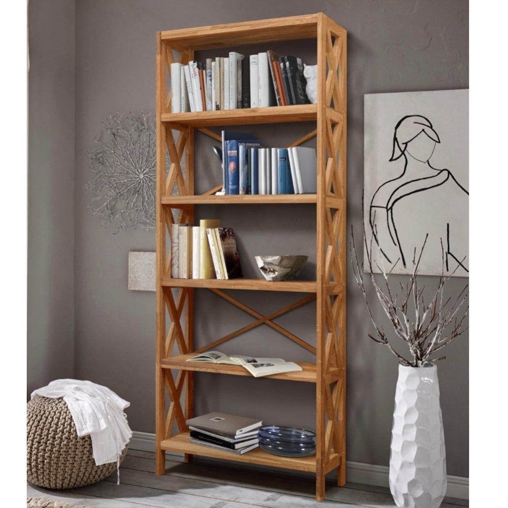 Estanteria Libreria de madera maciza de roble Royal, 79 x 30 x 198 cm. | NordicStory