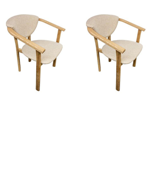 Pack de 2 o 4 Sillas de Comedor Alexis, Estructura de Madera Maciza de Roble, Tapizado en Color Beige | NordicStory