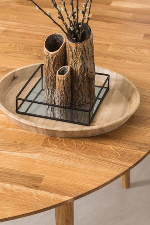 Mesa de comedor redonda y extensible de madera maciza de roble Escandi 3, 100-130 x 100 x 75 cm. | NordicStory