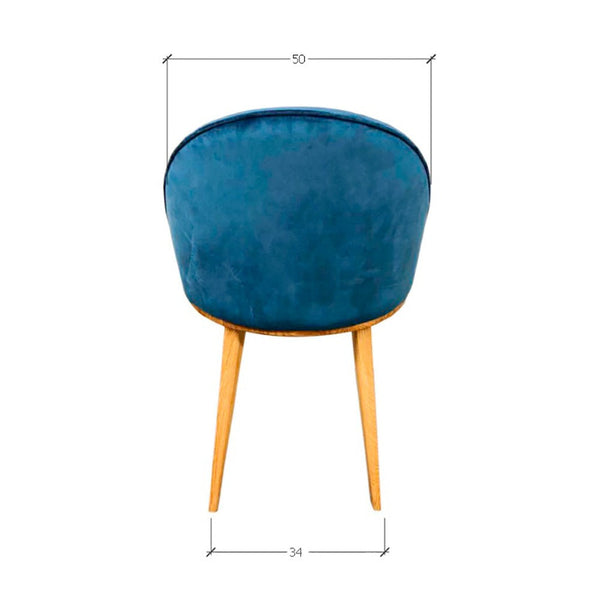 Pack de 2 o 4 Sillas de Comedor Clara, Estructura de Madera Maciza de Roble, Tapizado en Color Azul Monako | NordicStory