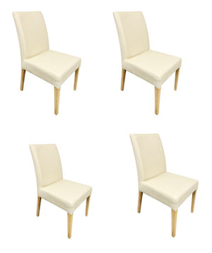 Pack de 2 o 4 Sillas de Comedor Malaga, Estructura de Madera Maciza de Roble, Tapizado en Color Beige | NordicStory