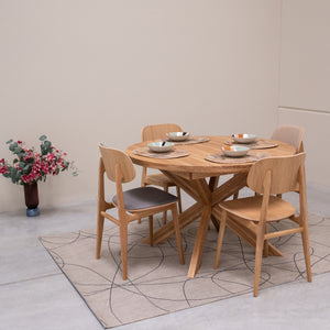 NordicStory Mesa de comedor redonda y extensible de madera maciza de roble Holger