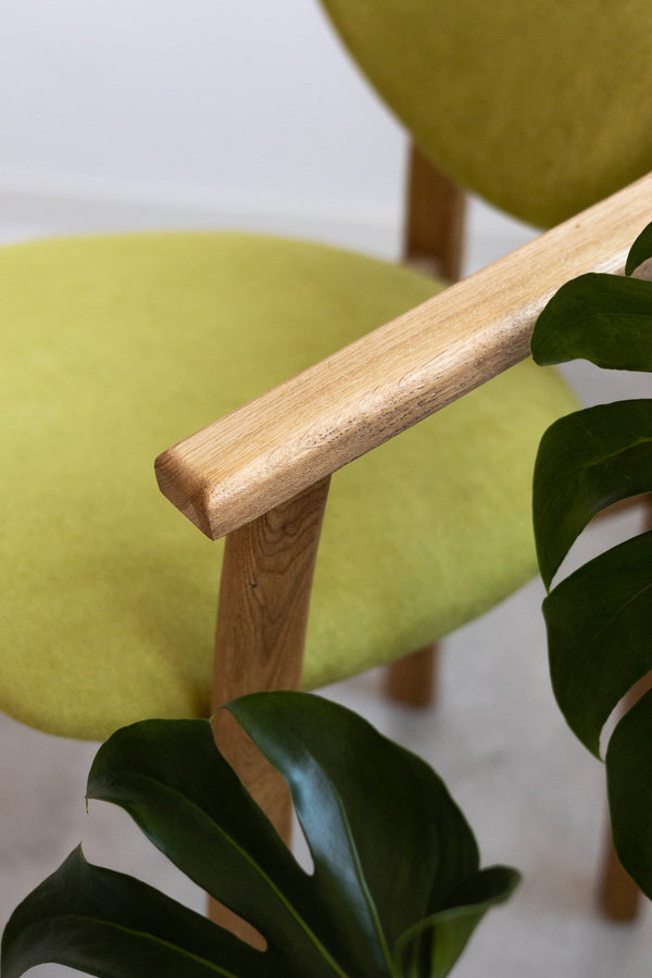 Pack of 2 or 4 Alexis Dining Chairs, Solid Oak Wood Frame, Upholstered in Green Life Color | NordicStory