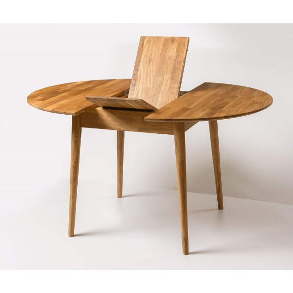 Ronde, uitschuifbare eettafel van massief eikenhout Escandi 5 | NordicStory