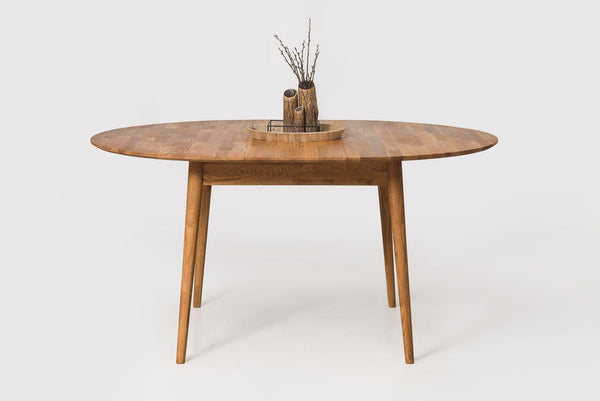 Ronde, uitschuifbare eettafel van massief eikenhout Escandi 5 | NordicStory