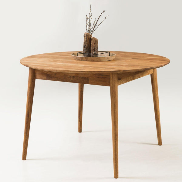 Ronde, uitschuifbare eettafel van massief eikenhout Escandi 5 | NordicStory