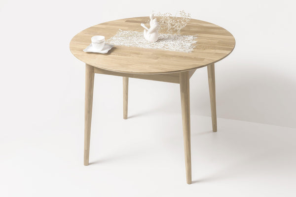 Ronde, uitschuifbare eettafel van massief eikenhout Escandi 5 | NordicStory