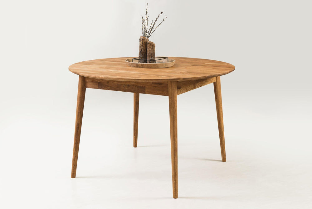 Ronde, uitschuifbare eettafel van massief eikenhout Escandi 6 | NordicStory