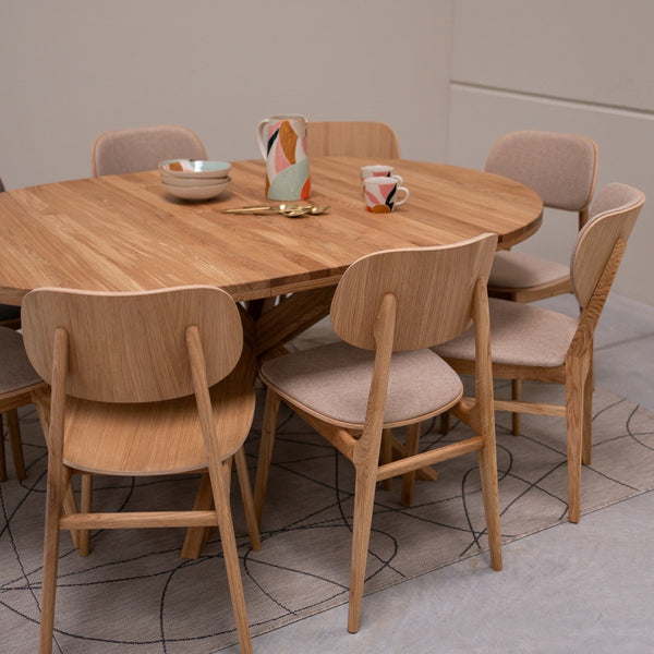 NordicStory Mesa de comedor redonda y extensible de madera maciza de roble Holger