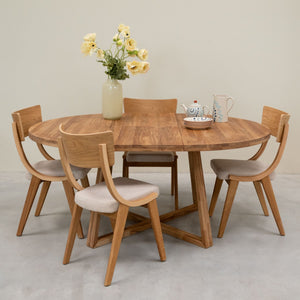 Pack de 2 o 4 Sillas de Comedor de Madera Maciza de Roble Lucas, tapizado Gris o Beige | VESKOR