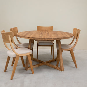 Pack de 2 o 4 Sillas de Comedor de Madera Maciza de Roble Lucas, tapizado Gris o Beige | VESKOR