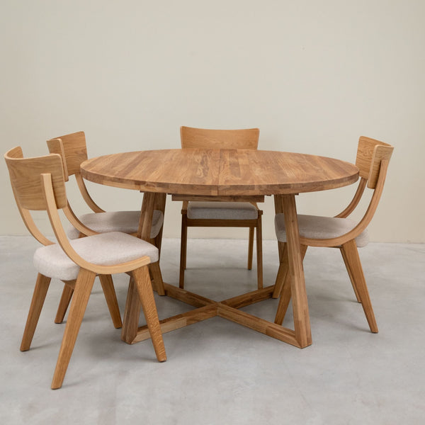 Pack de 2 o 4 Sillas de Comedor de Madera Maciza de Roble Lucas, tapizado Gris o Beige | VESKOR
