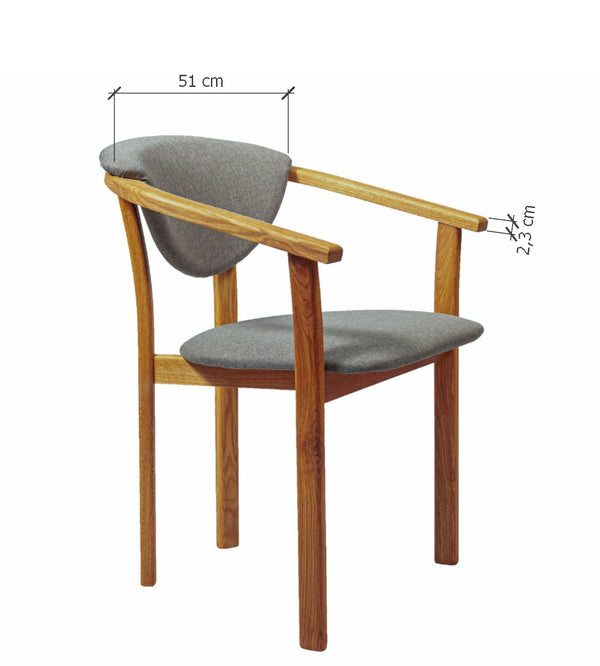 Set van 2 of 4 Alexis eetkamerstoelen, frame van massief eiken, bekleed in Scandinavisch grijs | NordicStory