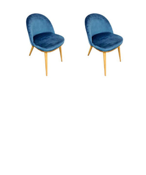 Pack de 2 o 4 Sillas de Comedor Clara, Estructura de Madera Maciza de Roble, Tapizado en Color Azul Monako | NordicStory