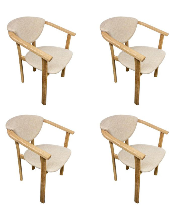 Pack de 2 o 4 Sillas de Comedor Alexis, Estructura de Madera Maciza de Roble, Tapizado en Color Beige | NordicStory