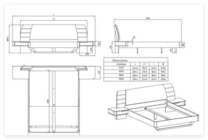 Cama de madera maciza de roble con mesillas adosadas ALINA | VESKOR