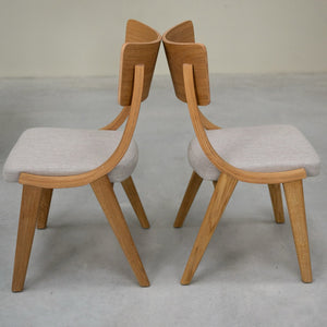 Set van 2 of 4 Lucas-eetkamerstoelen van massief eikenhout, met grijze of beige bekleding | NordicStory