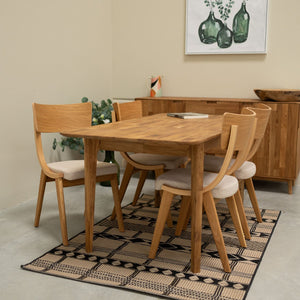 Set van 2 of 4 Lucas-eetkamerstoelen van massief eikenhout, met grijze of beige bekleding | NordicStory