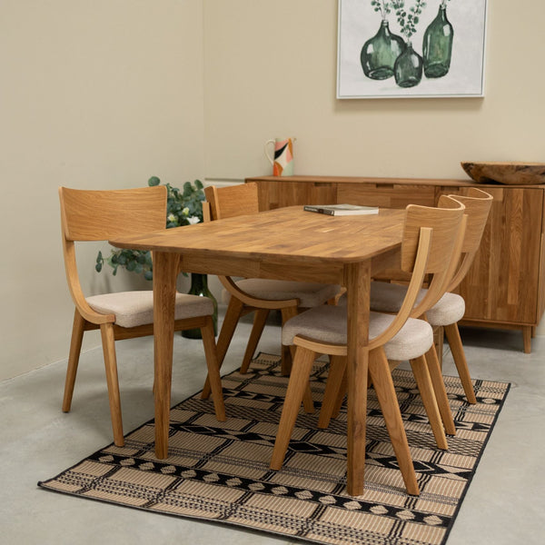 Set van 2 of 4 Lucas-eetkamerstoelen van massief eikenhout, met grijze of beige bekleding | NordicStory