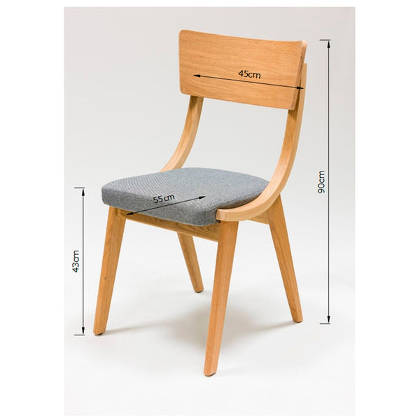 Set van 2 of 4 Lucas-eetkamerstoelen van massief eikenhout, met grijze of beige bekleding | NordicStory