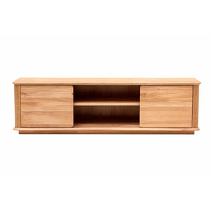 Mueble de TV de madera maciza roble Solvig, 180 x 41 x 50 cm. | NordicStory