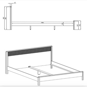 Cama matrimonio de madera maciza roble Oxford