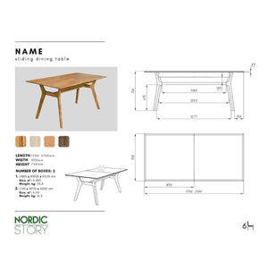 NordicStory Mesa extensible de comedor de madera maciza de roble Harold