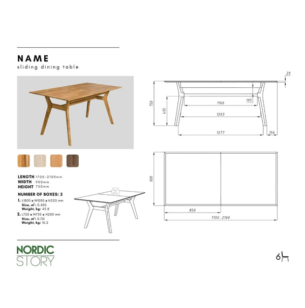 NordicStory Mesa extensible de comedor de madera maciza de roble Harold