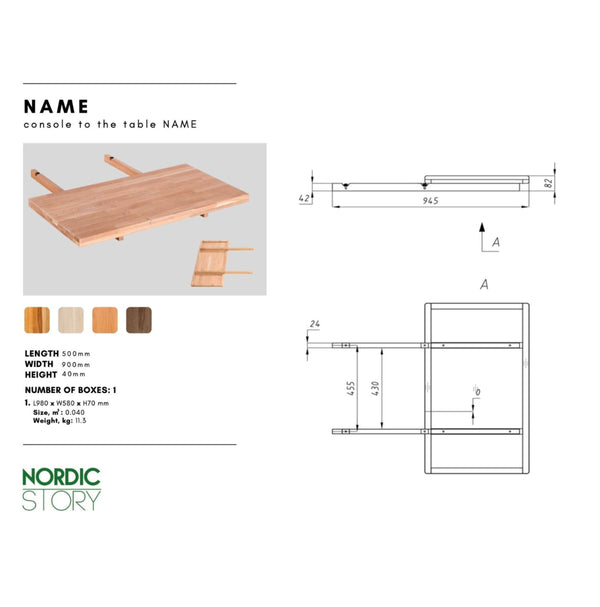 Mesa extensible de comedor de madera maciza de roble Mauritz 1