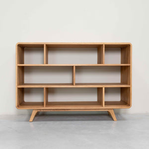 Libreria de madera maciza roble Geneva 1, 130 x 45 x 89 cm. | NordicStory