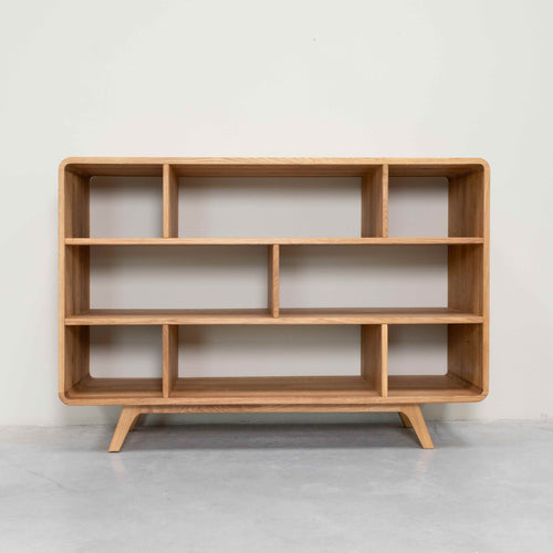 Libreria de madera maciza roble Geneva 1, 130 x 45 x 89 cm. | NordicStory