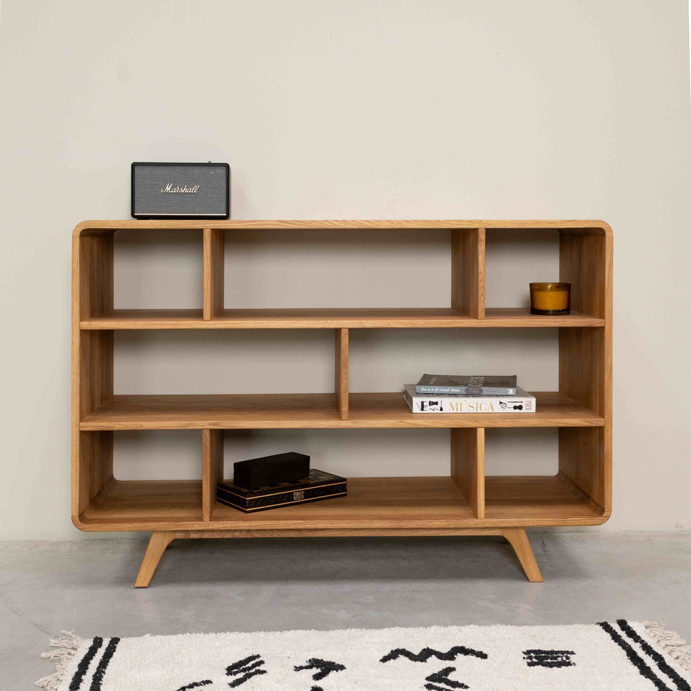 Libreria de madera maciza roble Geneva 1, 130 x 45 x 89 cm. | NordicStory
