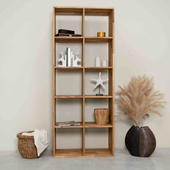Estanteria Libreria de madera maciza de roble Regal 10, 76 x 35 x 187 cm. | NordicStory