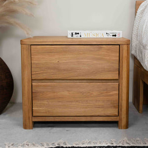 Mesa de noche de madera maciza de roble Elsa, 56,5 x 44 x 47 cm. | NordicStory
