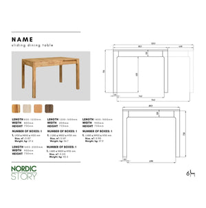 NordicStory Mesa extensible de comedor de madera maciza de roble Marsi