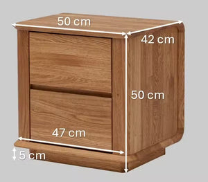 Mesa de noche de madera maciza roble Solvig, 50 x 41 x 50 cm.  | NordicStory