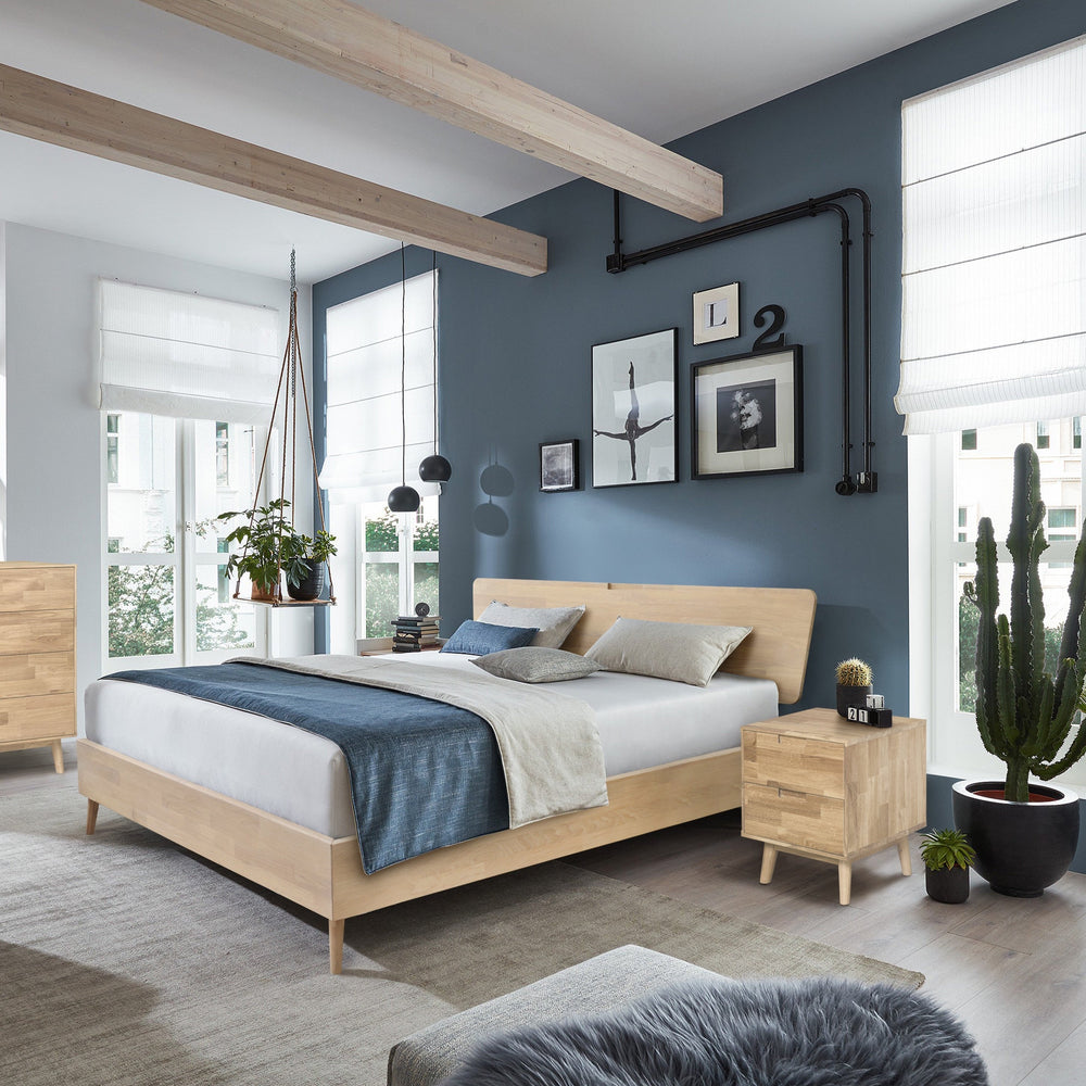 NordicStory Cama de madera maciza de roble