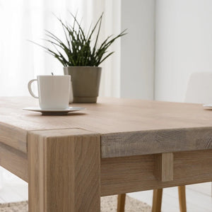NordicStory Mesa extensible de comedor de madera maciza de roble