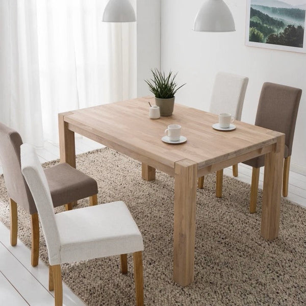 NordicStory Mesa extensible de comedor de madera maciza de roble