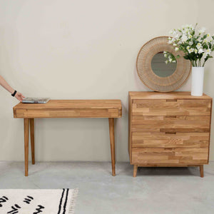 Mesa escritorio tocador de madera maciza de roble Escandi, 110 x 43 x 75 cm. | NordicStory