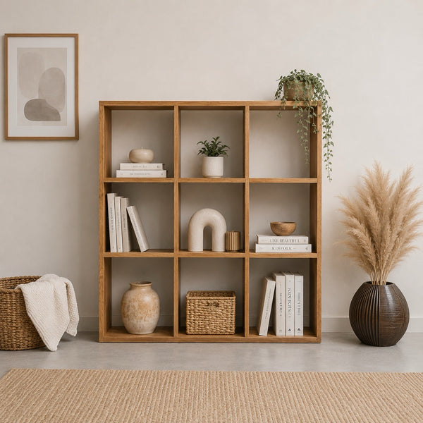 Regal Regal aus massiver Eiche Regal 3x3 | NordicStory
