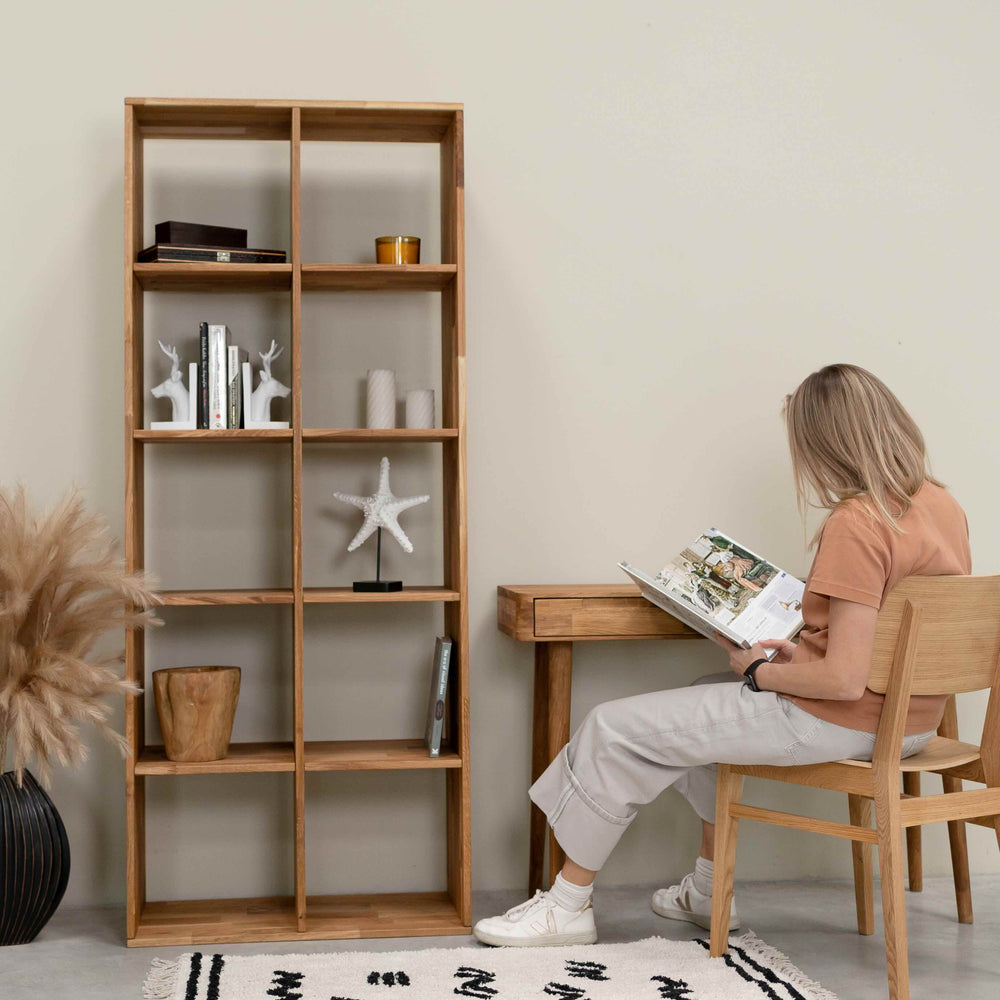 Estanteria Libreria de madera maciza de roble Regal 10, 76 x 35 x 187 cm. | NordicStory