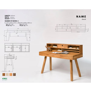NordicStory Mesa escritorio de madera maciza de roble Einstein 2 con estanteria flotante 