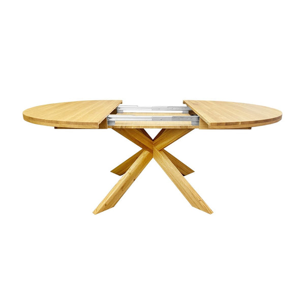 Mesa de comedor redonda y extensible de madera maciza de roble Holger | NordicStory