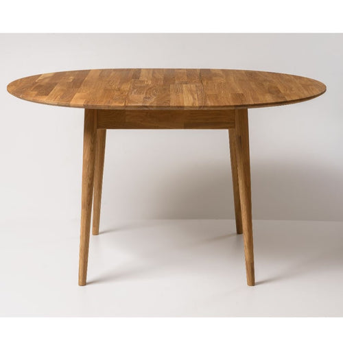 NordicStory Mesa de comedor redonda y extensible de madera maciza de roble