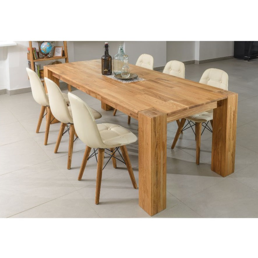 NordicStory Mesa de comedor de madera maciza de roble