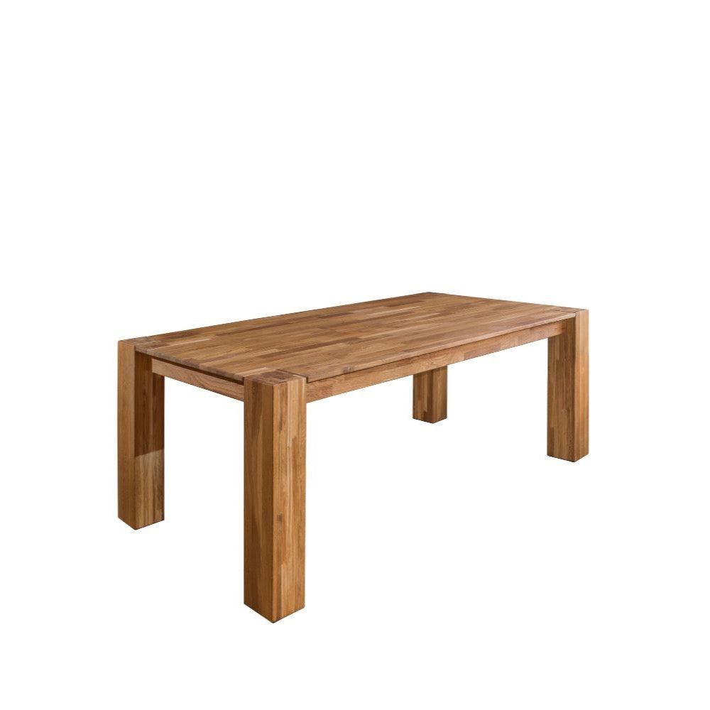 Mesa fija en madera maciza rústica con patas gruesas • ISMOBLE